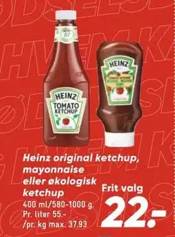 Bilka Heinz original ketchup, mayonnaise eller økologisk ketchup, DKK 22 tilbud