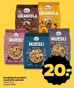 Netto Breakfast from Bell's mysli eller granola, DKK 20 tilbud