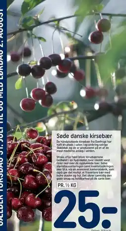 REMA 1000 Søde danske kirsebær, DKK 25 tilbud