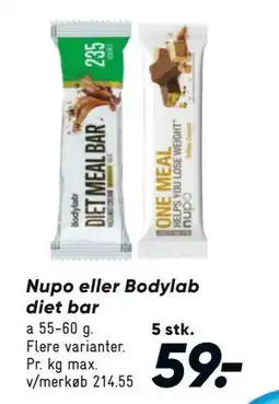 Bilka Nupo eller Bodylab diet bar, DKK 59 tilbud