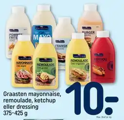 REMA 1000 Graasten mayonnaise, remoulade, ketchup eller dressing 375-425 g, DKK 10 tilbud
