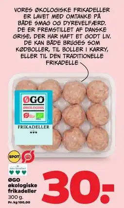 Netto ØGO økologiske frikadeller, DKK 30 tilbud
