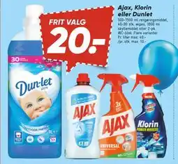 Bilka Ajax, Klorin eller Dunlet, DKK 20 tilbud