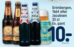 REMA 1000 Grimbergen, 1664 eller Jacobsen 33 cl, DKK 10 tilbud