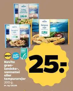 Netto Navito grønlandske-, vannamei eller tempurarejer, DKK 25 tilbud