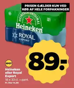 Netto Heineken eller Royal Export, DKK 89 tilbud