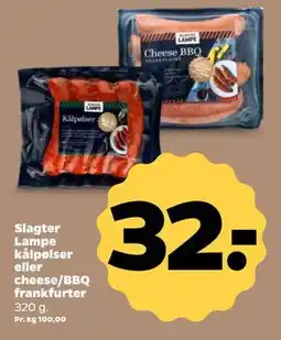 Netto Slagter Lampe kålpølser eller cheese/BBQ frankfurter, DKK 32 tilbud
