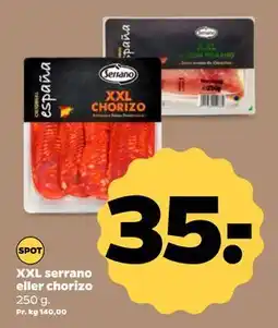 Netto XXL serrano eller chorizo, DKK 35 tilbud