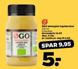 Netto ØGO økologisk ingefærshot, DKK 5 tilbud
