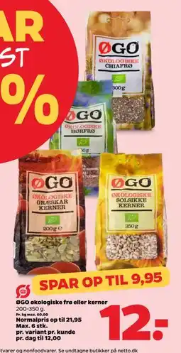 Netto ØGO økologiske frø eller kerner, DKK 12 tilbud
