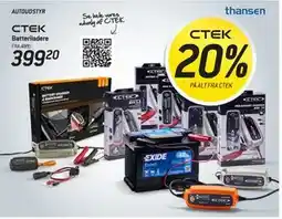 Thansen 20% PÅ ALT FRA CTEK tilbud