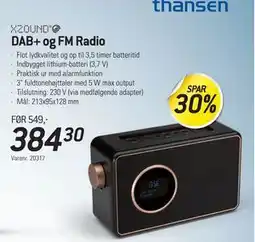 Thansen DAB+ og FM Radio, DKK 384.3 tilbud