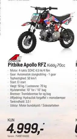 Thansen Pitbike Apollo RFZ Kiddy 70cc, DKK 4999 tilbud