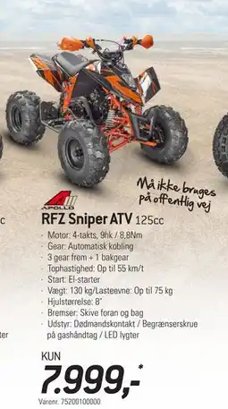 Thansen RFZ Sniper ATV 125cc, DKK 7999 tilbud