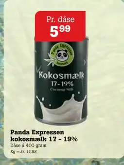 Poetzsch Padborg Panda Expressen kokosmælk 17 - 19%, DKK 5.99 tilbud