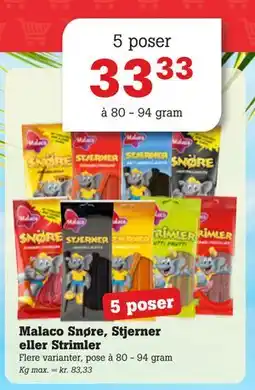 Poetzsch Padborg Malaco Snøre, Stjerner eller Strimler, DKK 33.33 tilbud