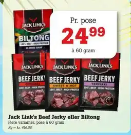 Poetzsch Padborg Jack Link's Beef Jerky eller Biltong, DKK 24.99 tilbud