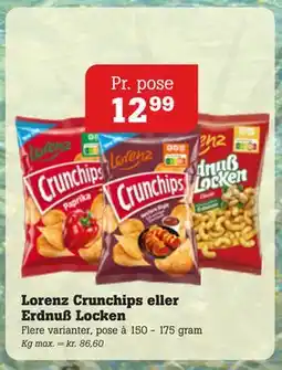 Poetzsch Padborg Lorenz Crunchips eller Erdnuß Locken, DKK 12.99 tilbud