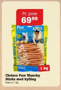 Poetzsch Padborg Chrisco Paw Munchy Sticks med kylling, DKK 69.99 tilbud