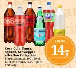 Dagli'Brugsen Coca-Cola, Fanta, Squash, Schweppes eller San Pellegrino tilbud