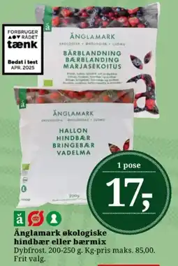 Dagli'Brugsen ANGLAMARK økologiske hindbær eller bærmix tilbud