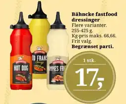 Dagli'Brugsen Bähncke fastfood dressinger tilbud