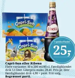 Dagli'Brugsen CAPRI-SUN eller Ribena tilbud