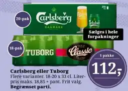 Dagli'Brugsen Carlsberg eller Tuborg tilbud