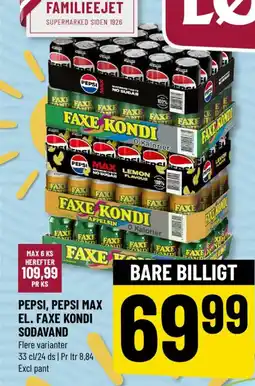 Løvbjerg Pepsi, pepsi max el. faxe kondi sodavand tilbud