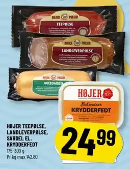 Løvbjerg Højer teepølse, landleverpølse, sardel el. krydderfedt tilbud