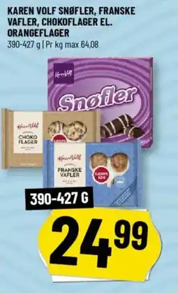Løvbjerg Karen volf snøfler, franske vafler, chokoflager el. orangeflager tilbud