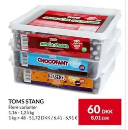 Nielsen's Discount TOMS STANG, DKK 60 tilbud