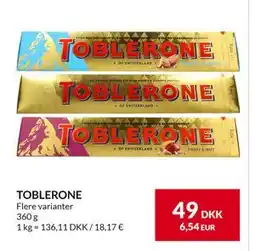 Nielsen's Discount TOBLERONE, DKK 49 tilbud