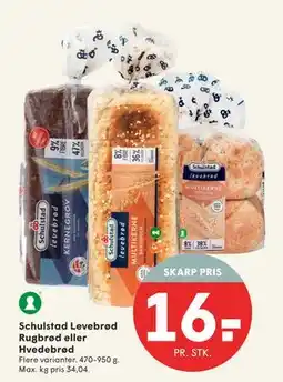 SPAR Schulstad Levebrød Rugbrød eller Hvedebrød, DKK 16 tilbud
