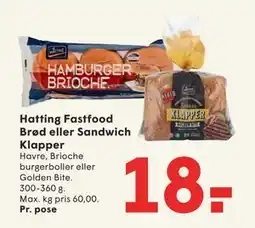 SPAR Hatting Fastfood Brød eller Sandwich Klapper, DKK 18 tilbud