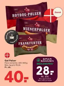 SPAR Gøl Pølser, DKK 40, App-pris tilbud