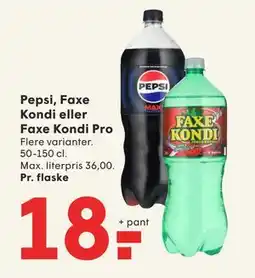 SPAR Pepsi, Faxe Kondi eller Faxe Kondi Pro, DKK 18 tilbud