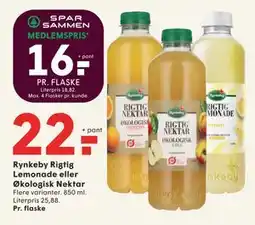 SPAR Rynkeby Rigtig Lemonade eller Økologisk Nektar, DKK 22, App-pris tilbud