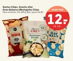 SPAR Gestus Chips, Snacks eller Grøn Balance Økologiske Chips, DKK 12 tilbud