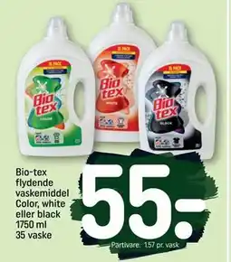 REMA 1000 Bio-tex flydende vaskemiddel Color, white eller black 1750 ml 35 vaske, DKK 55 tilbud