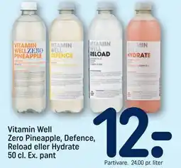 REMA 1000 Vitamin Well Zero Pineapple, Defence, Reload eller Hydrate 50 cl. Ex. pant, DKK 12 tilbud