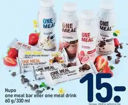 REMA 1000 Nupo one meal bar eller one meal drink 60 g/330 ml, DKK 15 tilbud