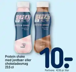 REMA 1000 Protein shake med jordbær eller chokoladesmag 23.5 cl, DKK 10 tilbud