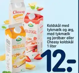 REMA 1000 Koldskål med tykmælk og æg, med tykmælk og jordbær eller Cheasy koldskål 1 liter, DKK 12 tilbud