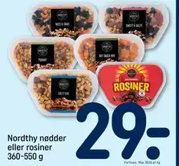 REMA 1000 Nordthy nødder eller rosiner 360-550 g, DKK 29 tilbud