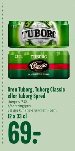 Min Købmand Grøn Tuborg, Tuborg Classic eller Tuborg Sprød, DKK 69 tilbud