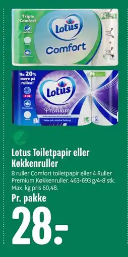 Min Købmand Lotus Toiletpapir eller Køkkenruller, DKK 28 tilbud
