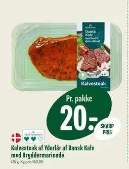 Min Købmand Kalvesteak af Yderlår af Dansk Kalv med Kryddermarinade, DKK 20 tilbud