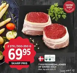 MENY TYKSTEGSMEDALJONER AF DANSK KALV, DKK 69.95 tilbud
