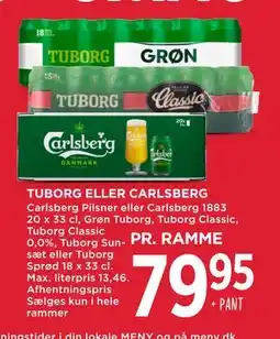 MENY TUBORG ELLER CARLSBERG, DKK 79.95 tilbud